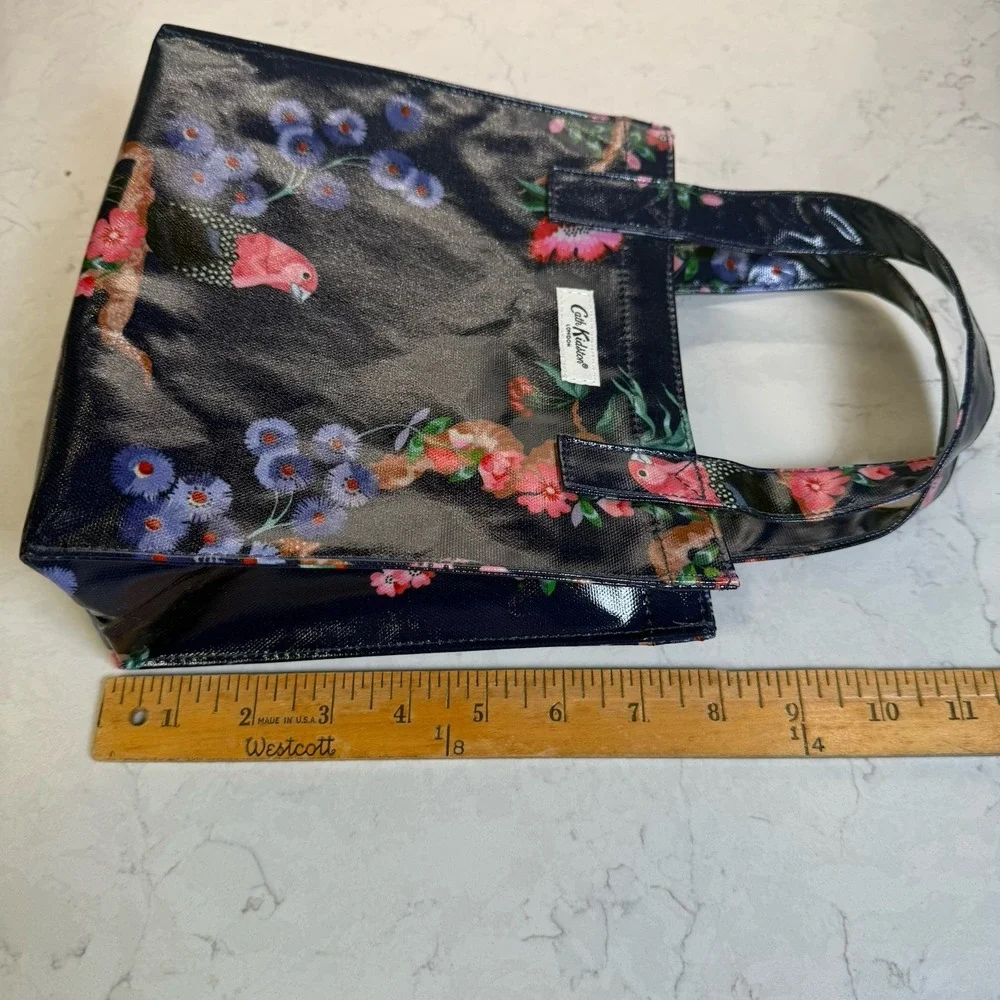 Cath Kidston Navy Blue Birds FloralSmall Book Bag Tote Coated Canvas London - Picture 10 of 10